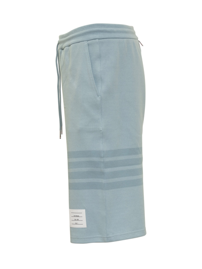 Shop Thom Browne 4-bar Striped Shorts In Light Blue