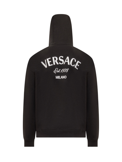 Shop Versace Milano Stamp Hoodie In Nero