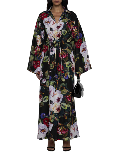 Shop Dolce & Gabbana Dress In Roseto Fdo Nero