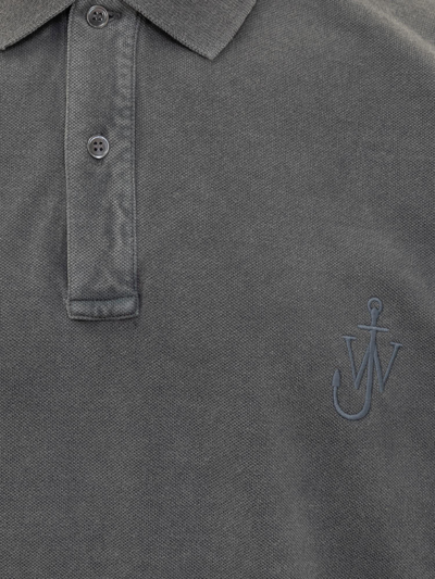 Shop Jw Anderson Jwa Anchor Polo Shirt In Charcoal