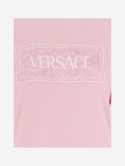 Shop Versace Cotton T-shirt With Logo In Pink