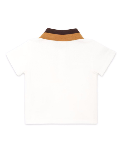 Shop Fendi White Cotton Piqué Baby Polo Shirt In Bianco