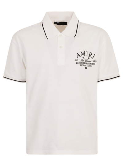 Shop Amiri Stripe Trim Logo Detail Polo Shirt In White