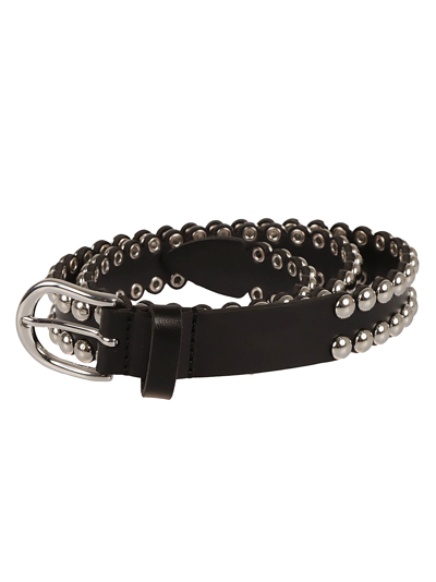 Shop Isabel Marant Studded Belt In Black/silver