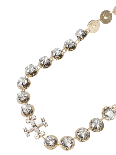 Shop Tory Burch Crystal Embellished Necklace In Antique Light Brass/crystal