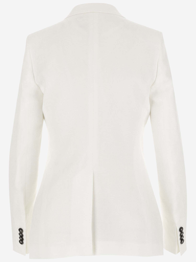 Shop Tagliatore Single-breasted Linen Jacket In White