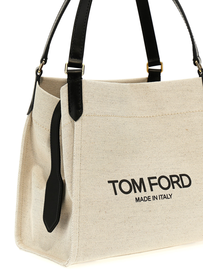 Shop Tom Ford Amalfi Medium Shopping Bag In White/black