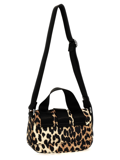 Shop Ganni Leopard Tech Mini Satchel Crossbody Bag In Multicolor