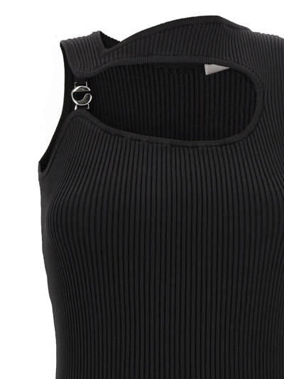 Shop Coperni Knitted Cut-out Mini Dress In Black