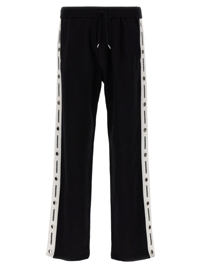 Dsquared2 Logo Tape Wide-leg Track Pants In White/black