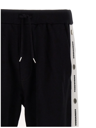 Dsquared2 Logo Tape Wide-leg Track Pants In White/black