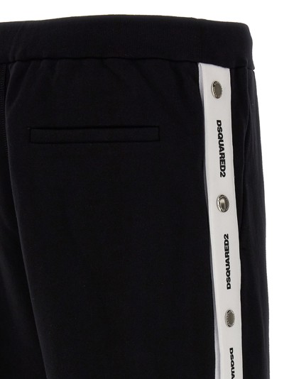 Dsquared2 Logo Tape Wide-leg Track Pants In White/black