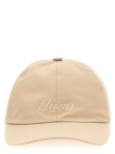 Shop Brioni Logo Embroidery Cap In Beige