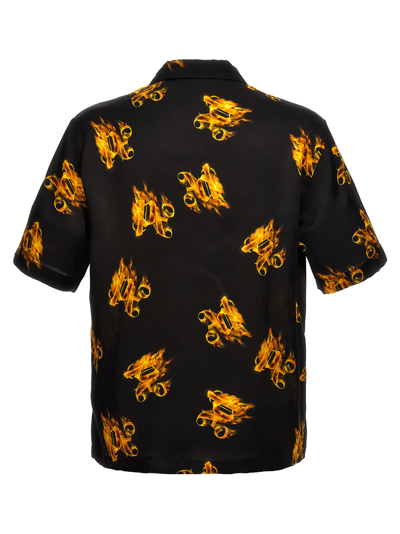 Shop Palm Angels Burning Monogram Shirt In Black