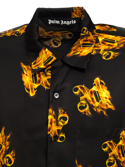 Shop Palm Angels Burning Monogram Shirt In Black