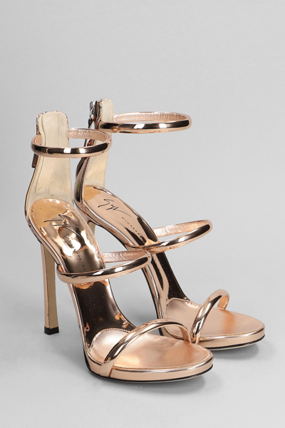 Shop Giuseppe Zanotti Harmony Sandals In Copper Patent Leather In Gold