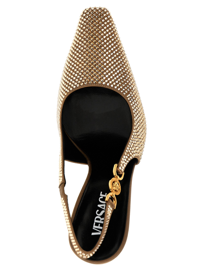Shop Versace Medusa 95 Slingback In Gold