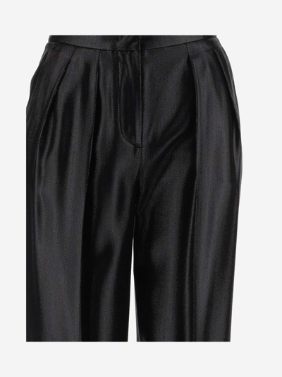 Shop Giorgio Armani Viscose Satin Pants In Black