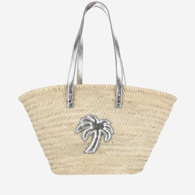 Shop Palm Angels Palm Patch Tote Bag In Silver