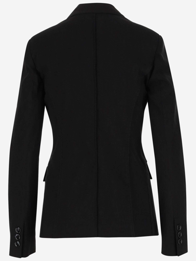Shop Pinko Linen And Viscose Blend Single-breasted Jacket In Black