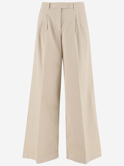 Shop Pinko Stretch Cotton Palazzo Pants In Beige