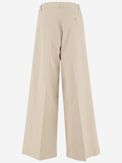 Shop Pinko Stretch Cotton Palazzo Pants In Beige