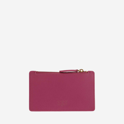 Shop Pinko Love Birds Leather Card Holder In Pink