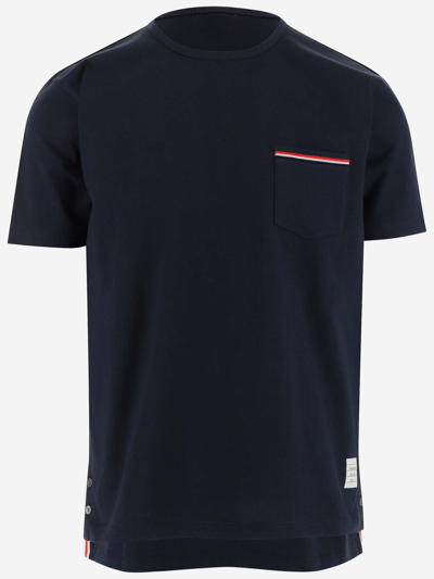 Shop Thom Browne Cotton T-shirt In Blue