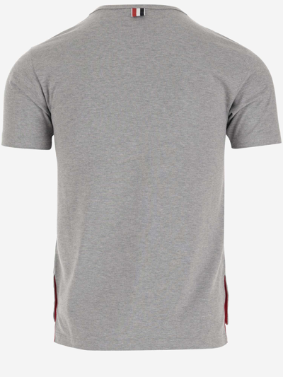 Shop Thom Browne Cotton T-shirt In Lt Grey