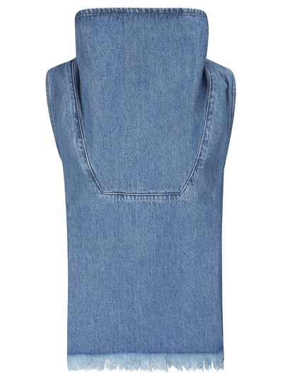 Shop Marques' Almeida Cowl Neck Top In Mid Blue