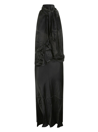 Shop Marques' Almeida Halterneck Draped Dress In Black