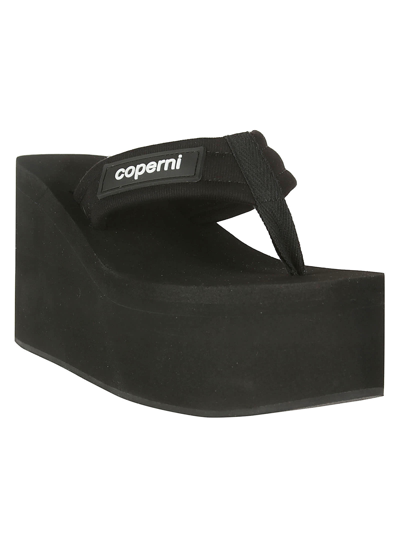Shop Coperni Branded Wedge Sandal In Black