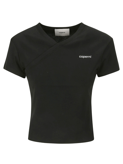 Shop Coperni V Neck Line T-shirt In Black