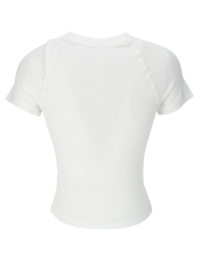 Shop Ottolinger Deconstructed Rib T-shirt In White