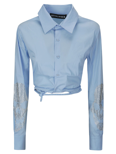 Shop Ottolinger Fitted Wrap Shirt In Light Blue