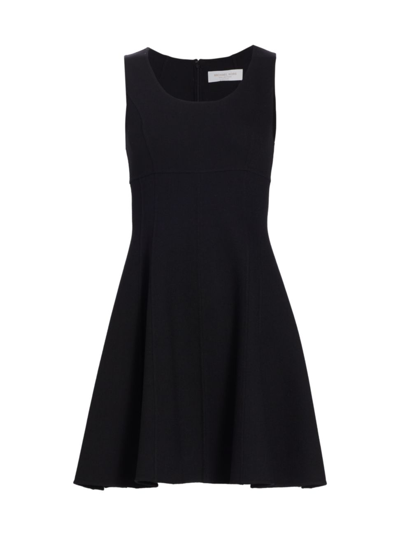Shop Michael Kors Women's Flared Wool-blend Minidress In Black