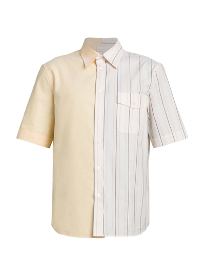 Shop Marni Men's Mixed Media Cotton Poplin Shirt In Ivory