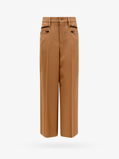Shop Gucci Woman Trouser Woman Brown Pants
