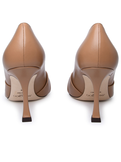 Shop Jimmy Choo Woman  Brown Leather Pumps In Cream