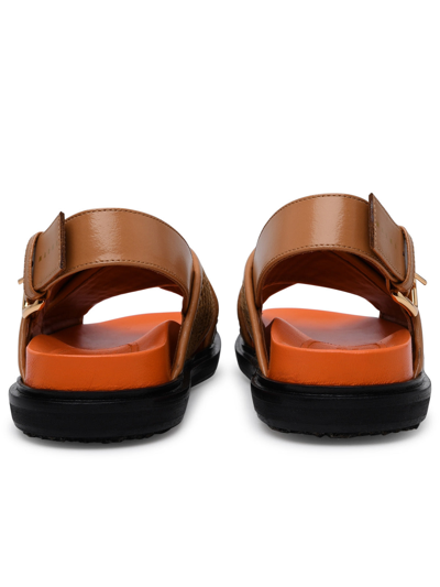 Shop Marni Woman  Brown Raffia Blend Fussbett Sandals