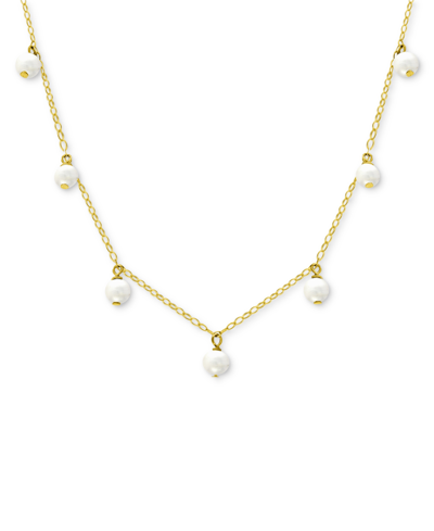 Shop Giani Bernini Cultured Freshwater Pearl (5mm) Dangle Collar Necklace, 16" + 2" Extender, Created For Macy's In Gold Over Silver