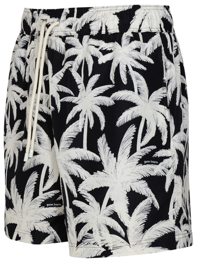 Shop Palm Angels Man  'palms' Black Polyester Swimsuit
