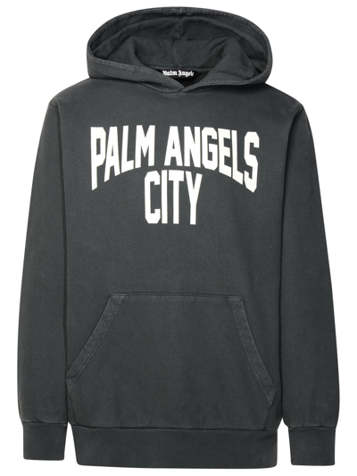 Shop Palm Angels Man Pa City' Delavé Grey Cotton Sweatshirt In Gray