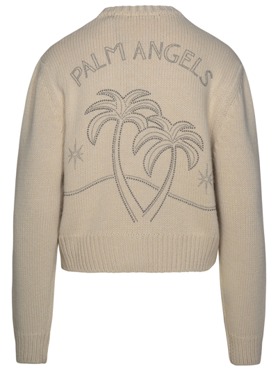 Shop Palm Angels Woman  Beige Wool Blend Sweater In Multicolor