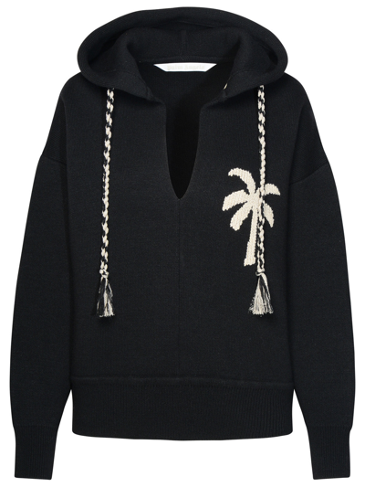 Shop Palm Angels Black Wool Blend Sweatshirt Woman