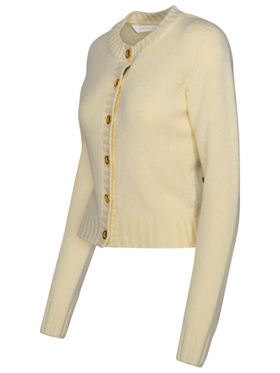Shop Palm Angels Ivory Wool Blend Cardigan Woman In White