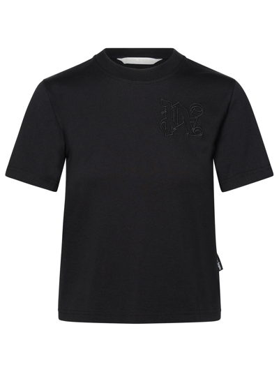 Shop Palm Angels 'monogram' Black Cotton T-shirt Woman