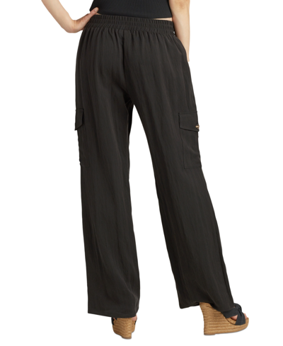 Shop Bcx Juniors' Pull-on Wide-leg Cargo Pants In Black