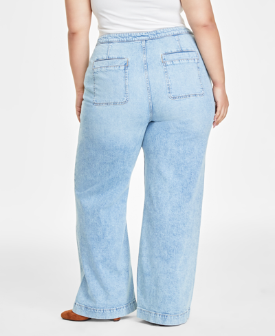 On 34th Plus Size Sailor High-rise Wide-leg Jeans, Created For Macy's In Light Wash