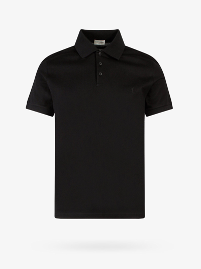 Shop Saint Laurent Man Polo Shirt Man Black Polo Shirts